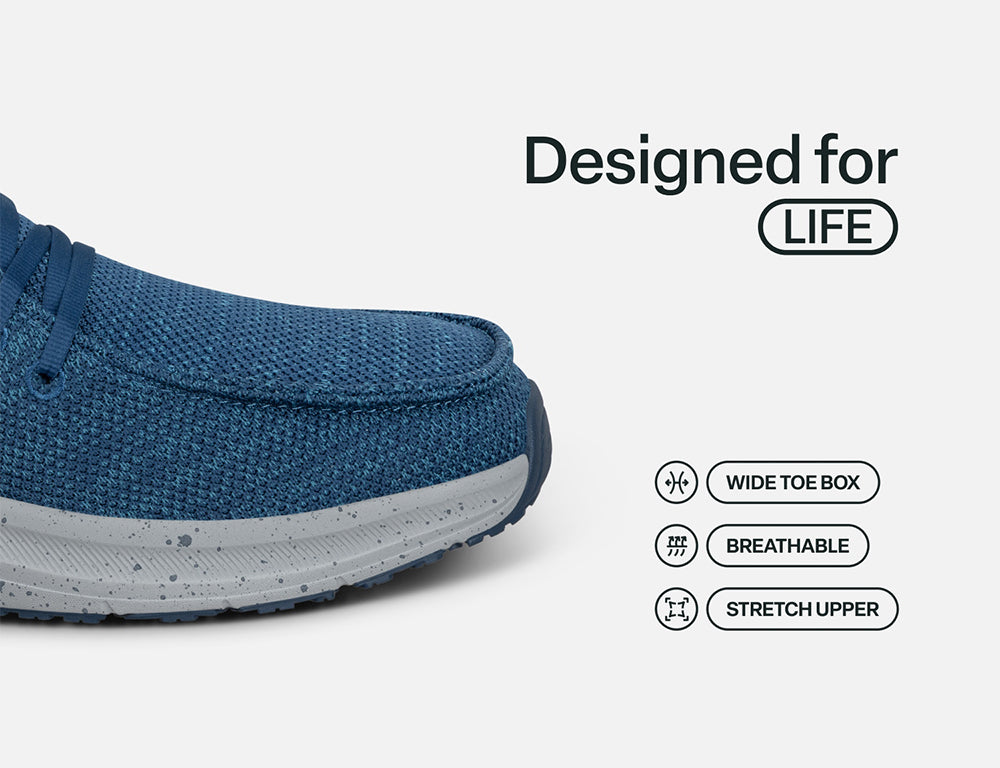 Orthofeet Mens Hands-Free Compass Blue Shoes ShoeMed