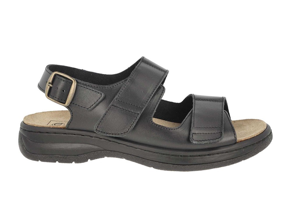 Mens Wide Fit Adjustable Alfie Black Sandals