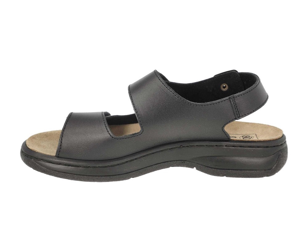 Mens Wide Fit Adjustable Alfie Black Sandals