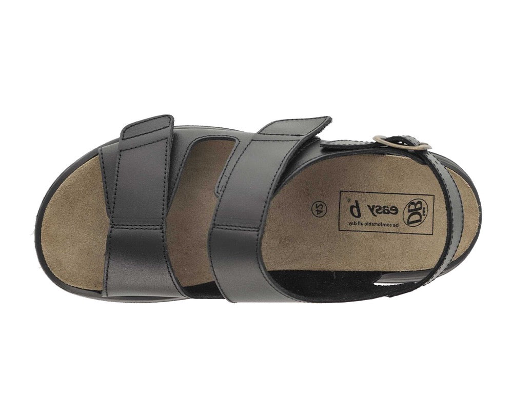 Mens Wide Fit Adjustable Alfie Black Sandals