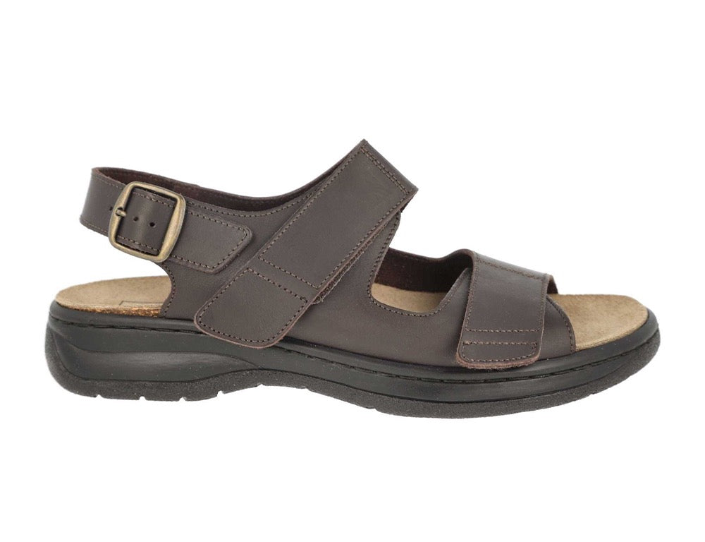 Mens Wide Fit Adjustable Alfie Brown Sandals