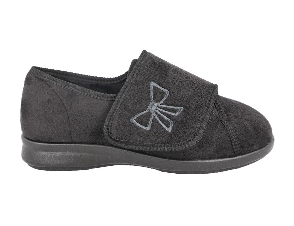 Womens Wide Fit Keeston Black Slippers