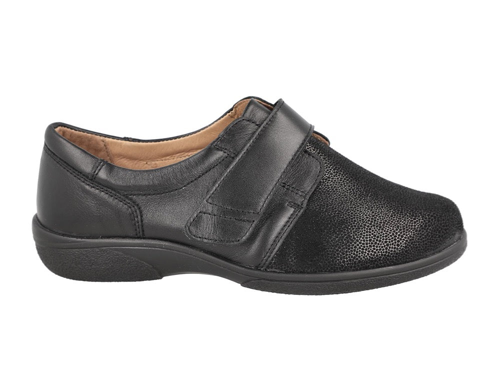 Womens Wide Fit Stretch Petula Black Shoes