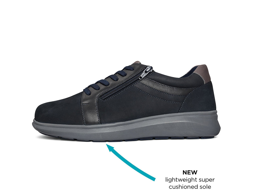 Mens Wide Fit Zip Orion Dark Navy Trainers