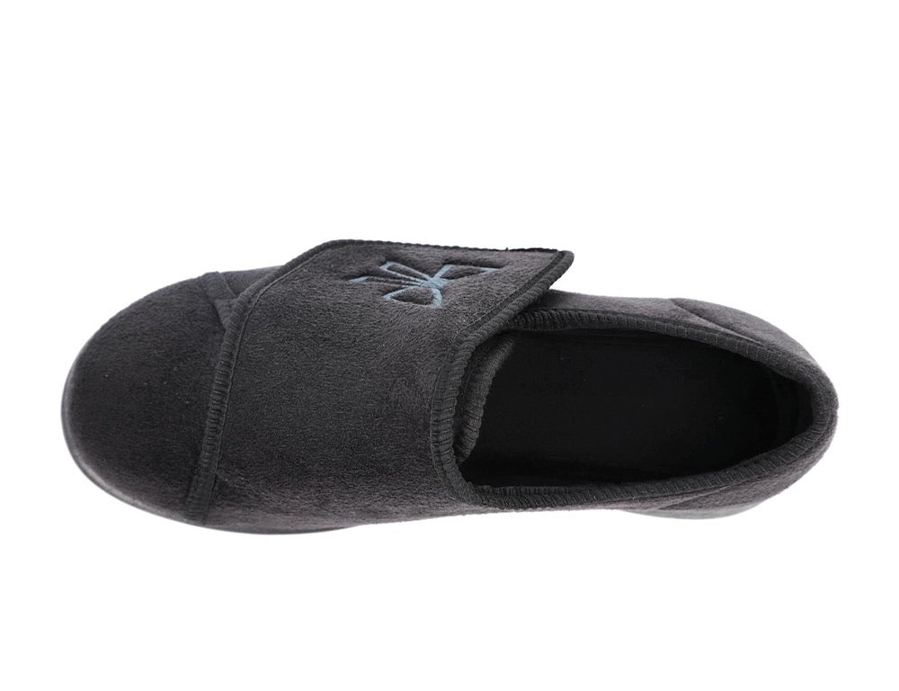 Womens Wide Fit Keeston Black Slippers