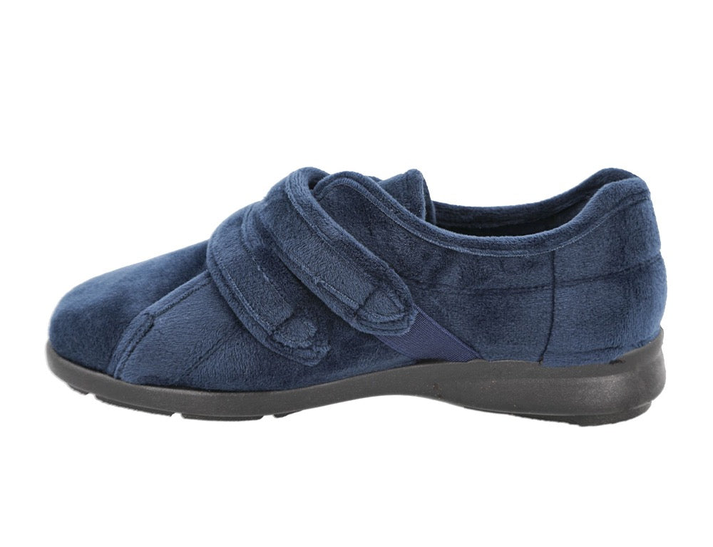 Womens Wide Fit Adjustable Fork Navy Slippers