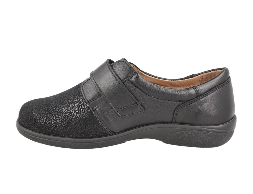 Womens Wide Fit Stretch Petula Black Shoes