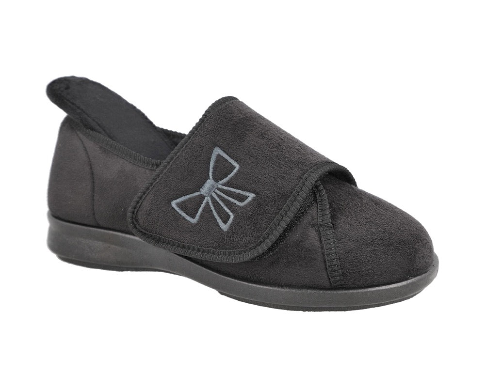 Womens Wide Fit Keeston Black Slippers