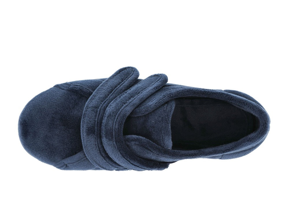 Womens Wide Fit Adjustable Fork Navy Slippers