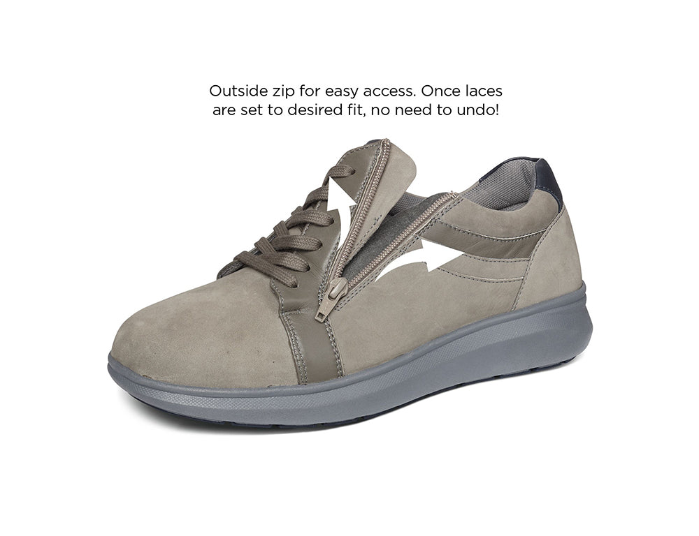 Mens Wide Fit Zip Orion Grey Trainers