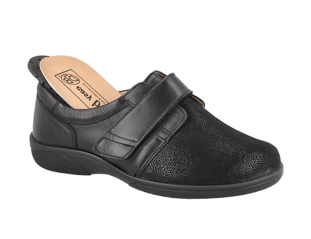 Womens Wide Fit Stretch Petula Black Shoes