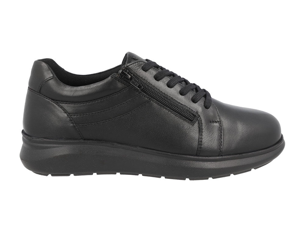Mens Wide Fit Zip Orion Black Trainers