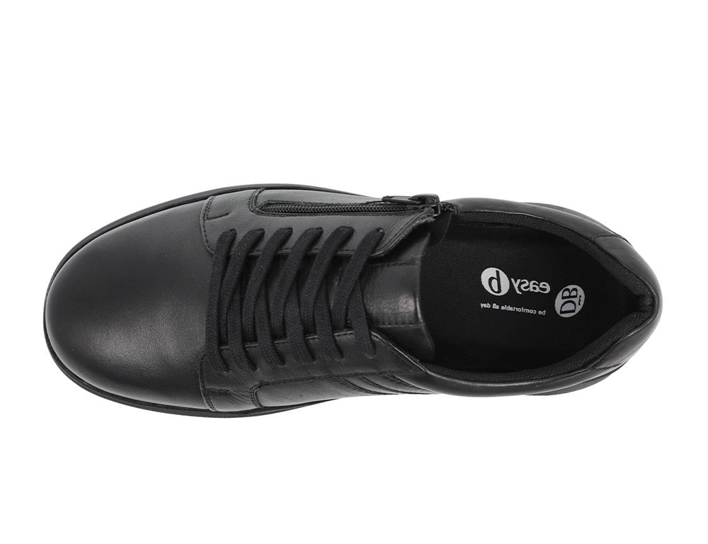 Mens Wide Fit Zip Orion Black Trainers