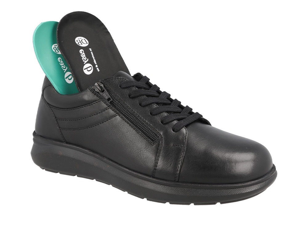 Mens Wide Fit Zip Orion Black Trainers
