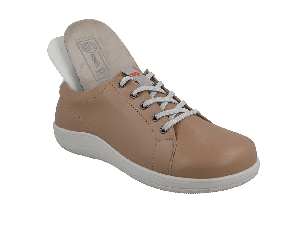 Womens Sqaure Toe Wide Fit Taylor Sand Trainers
