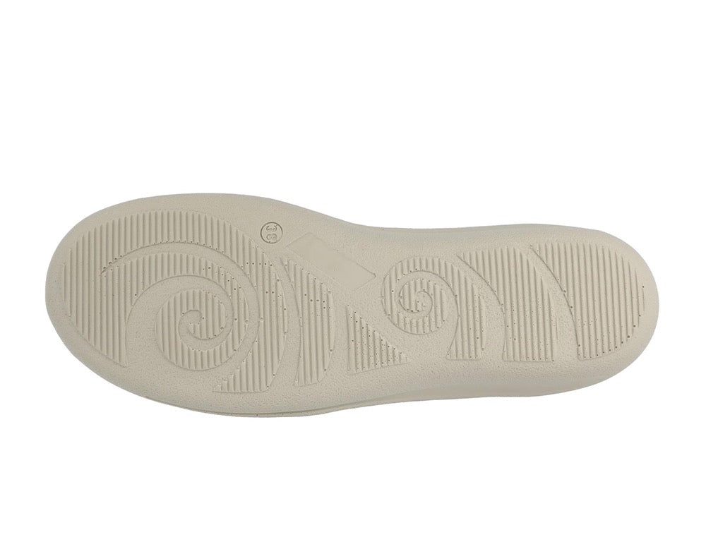 Womens Wide Fit Zip Mickie Beige Leather Trainers