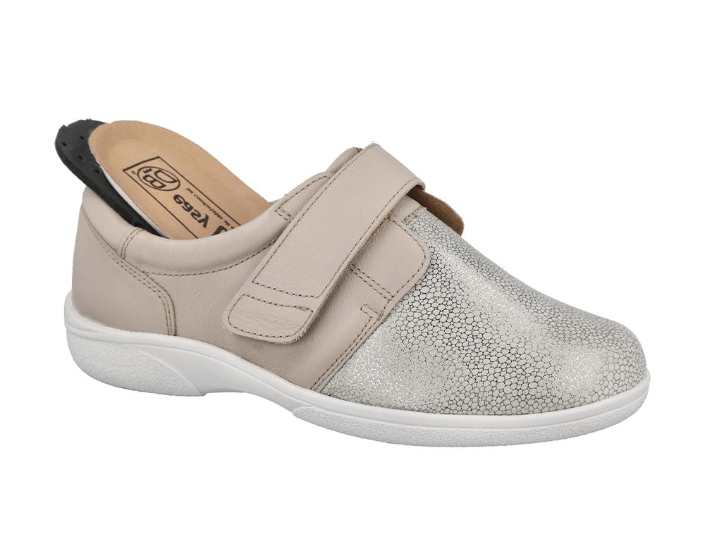 Womens Wide Fit Stretch Petula Beige Shoes