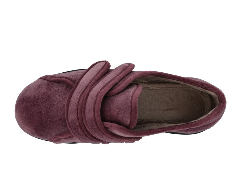 Womens Wide Fit Adjustable Fork Mauve Slippers