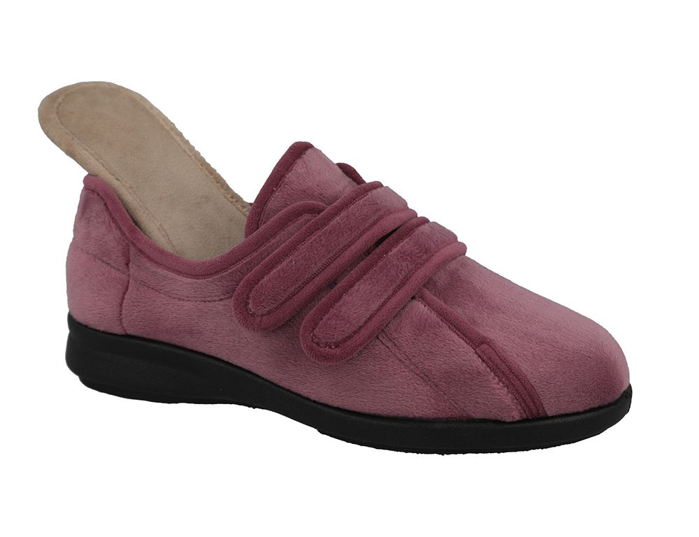 Womens Wide Fit Adjustable Fork Mauve Slippers