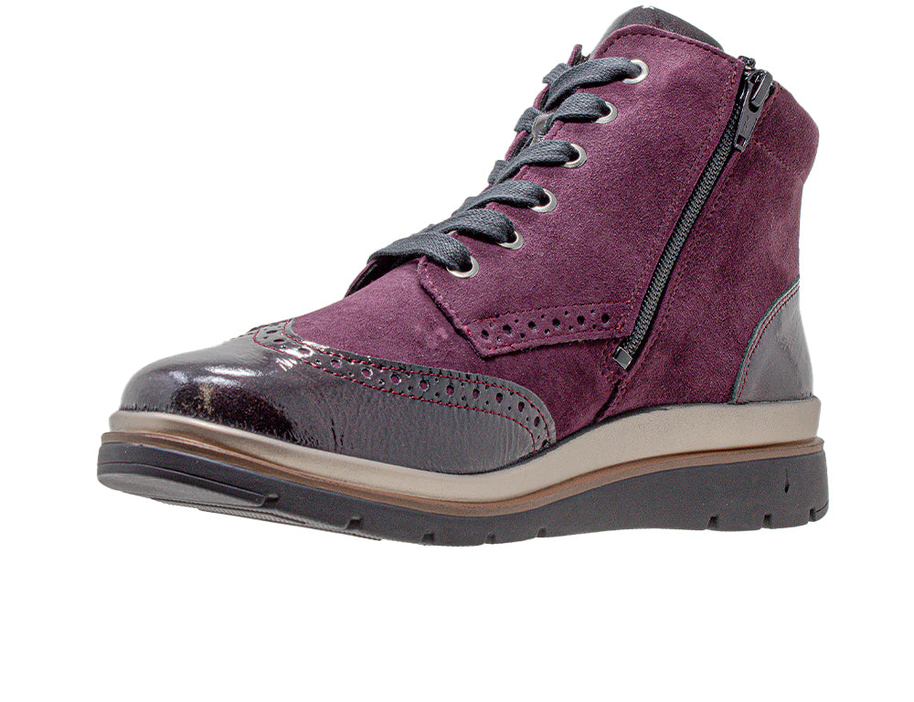Womens Zip Gallery Bordo Patent Nubi Boot