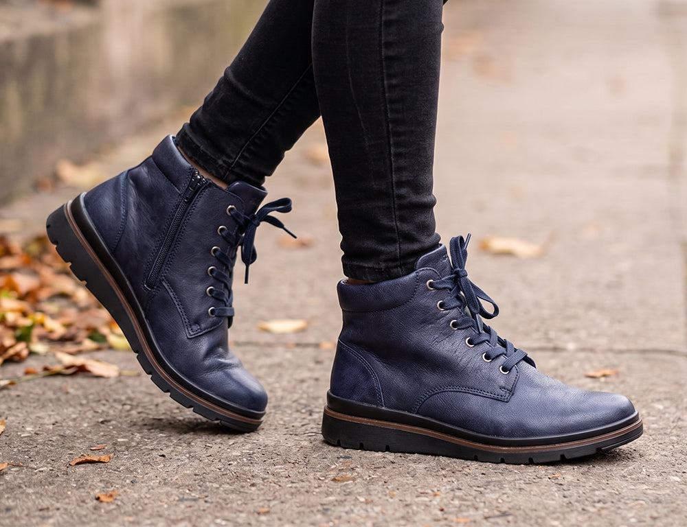 Womens Zip Gallery Navy Boots