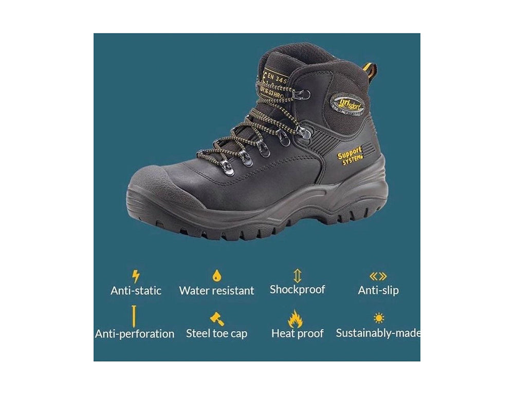 Mens Contractor Black Steel Toe Safety Boots