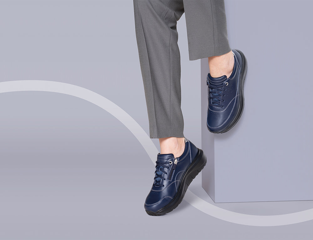Womens Wave Wide-Fit Zip Venice Dark Blue Shoes