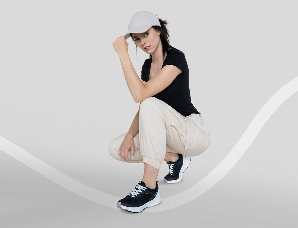 Womens Active Veloce Black White Trainers