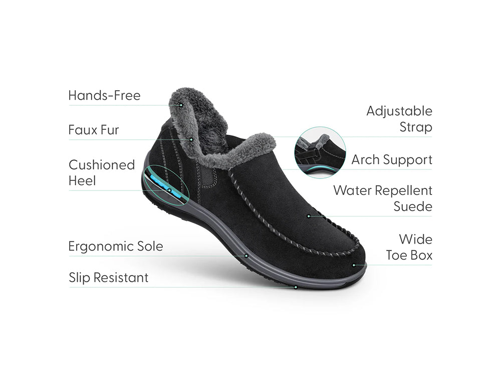 Orthofeet Womens Hands-Free Lorin Black House Shoes ShoeMed