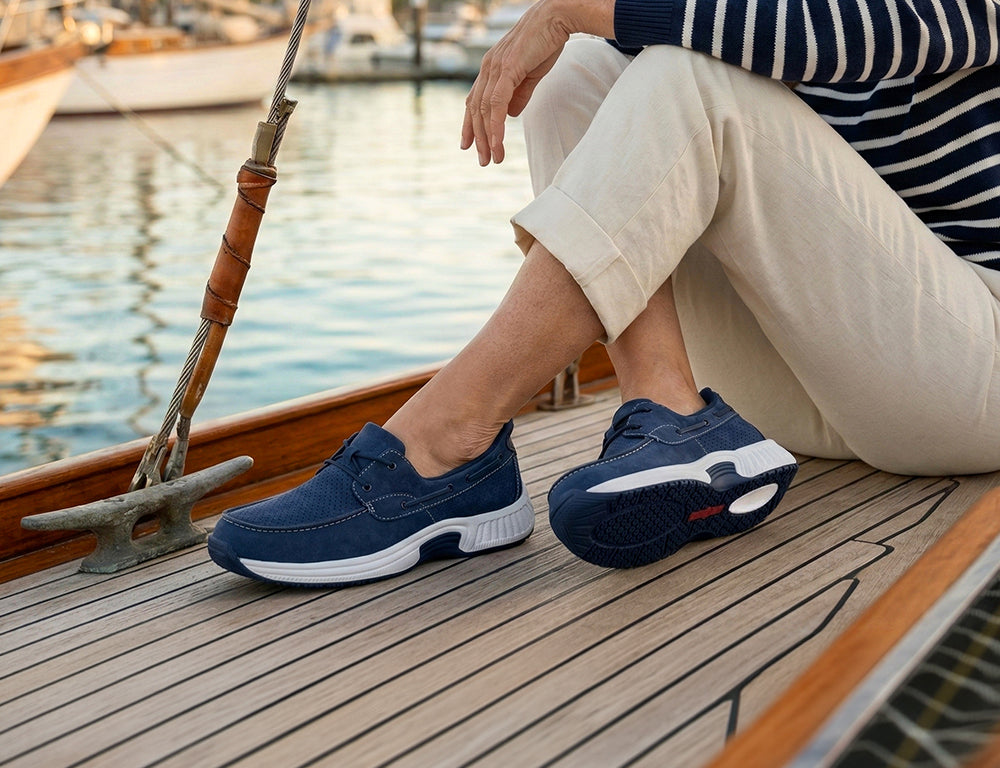 Womens Hands-Free Captain Navy Boat Shoes
