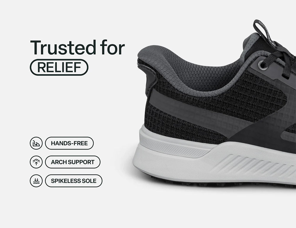 Mens Hands-Free Fairway Black Grey Golf Shoes