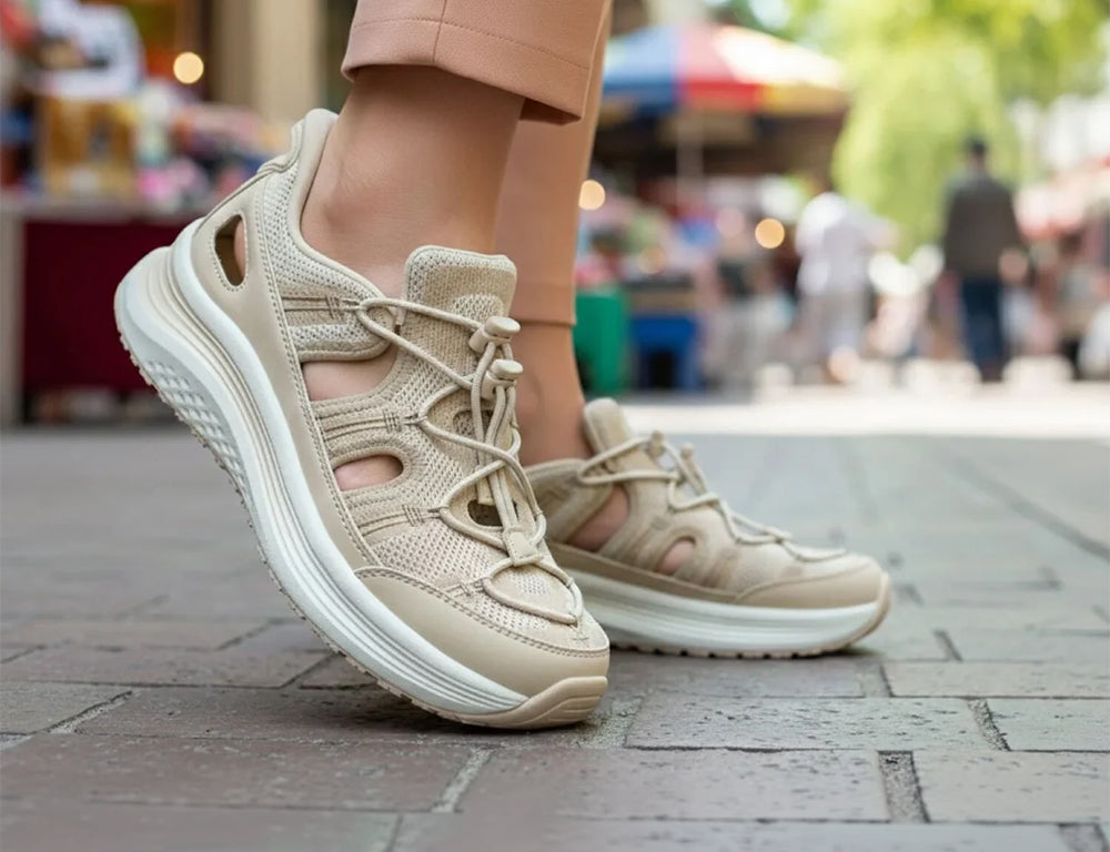 Womens Hands-Free Venus Beige Hiking Sandals