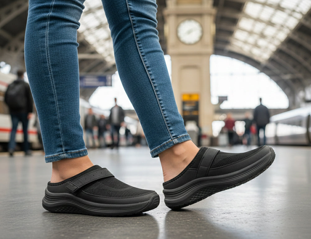 Womens Hands-Free Iris Black Clogs
