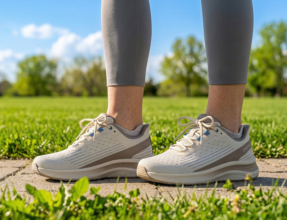 Orthofeet Womens Hands-Free Dart Taupe Trainers ShoeMed