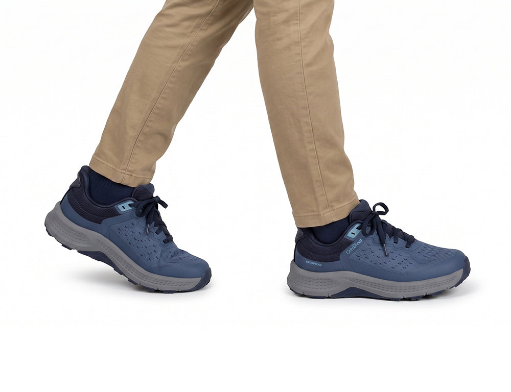 Womens Hands-Free Waterproof Explorer Low Navy Hiking Shoes