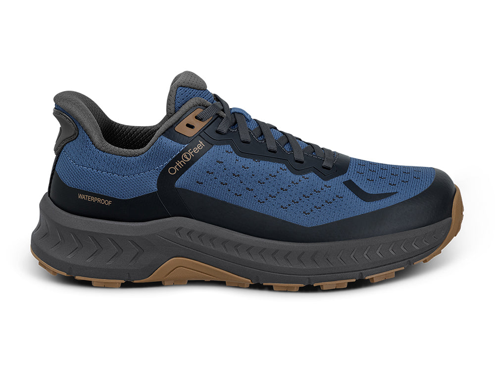 Mens Hands-Free Waterproof Expedition Low Grey Blue Hiking Shoes