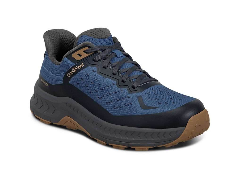 Mens Hands-Free Waterproof Expedition Low Grey Blue Hiking Shoes