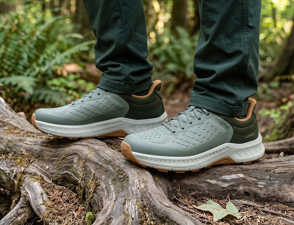 Mens Hands-Free Waterproof Expedition Low Green Hiking Shoes