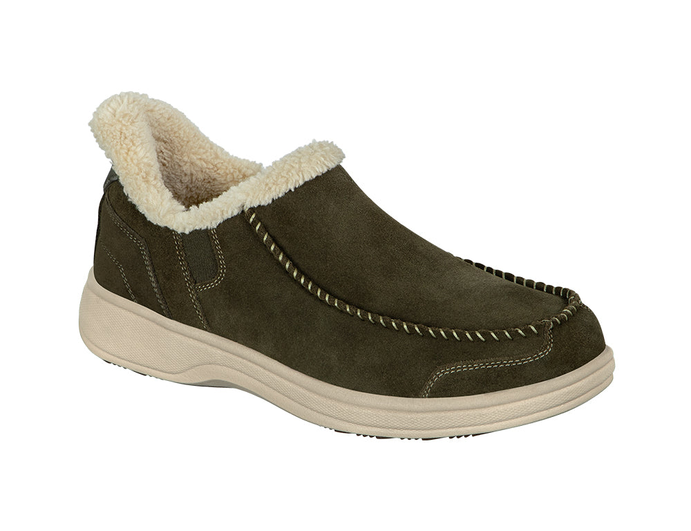 Orthofeet Mens Hands-Free Vito Olive House Shoes ShoeMed