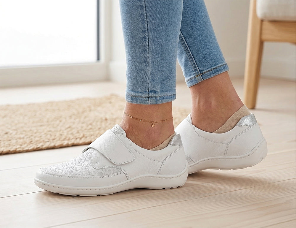 Waldlaufer Womens Stretch Henni Denver White Silver Shoes ShoeMed