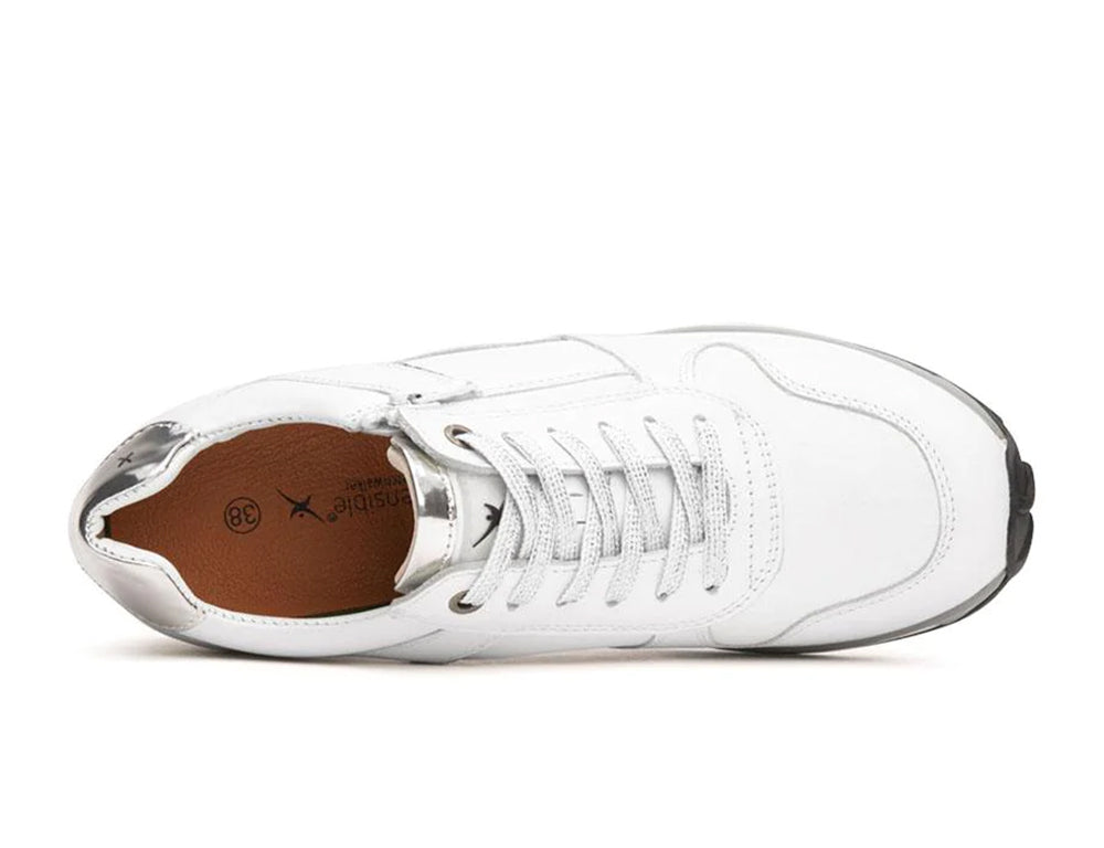 Womens Zip Jersey White Chrome Trainers
