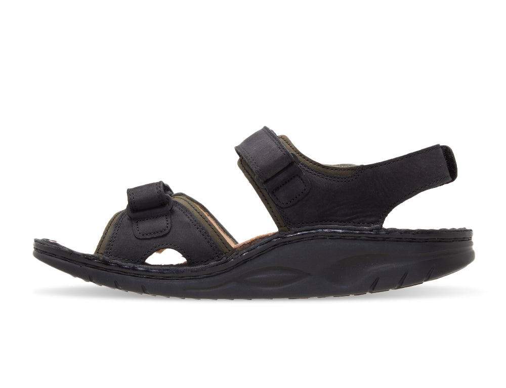Mens Finnamic Yuma Schwarz Olive Sandals
