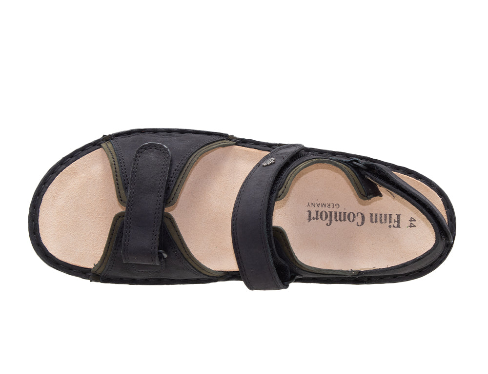 Mens Finnamic Yuma Schwarz Olive Sandals