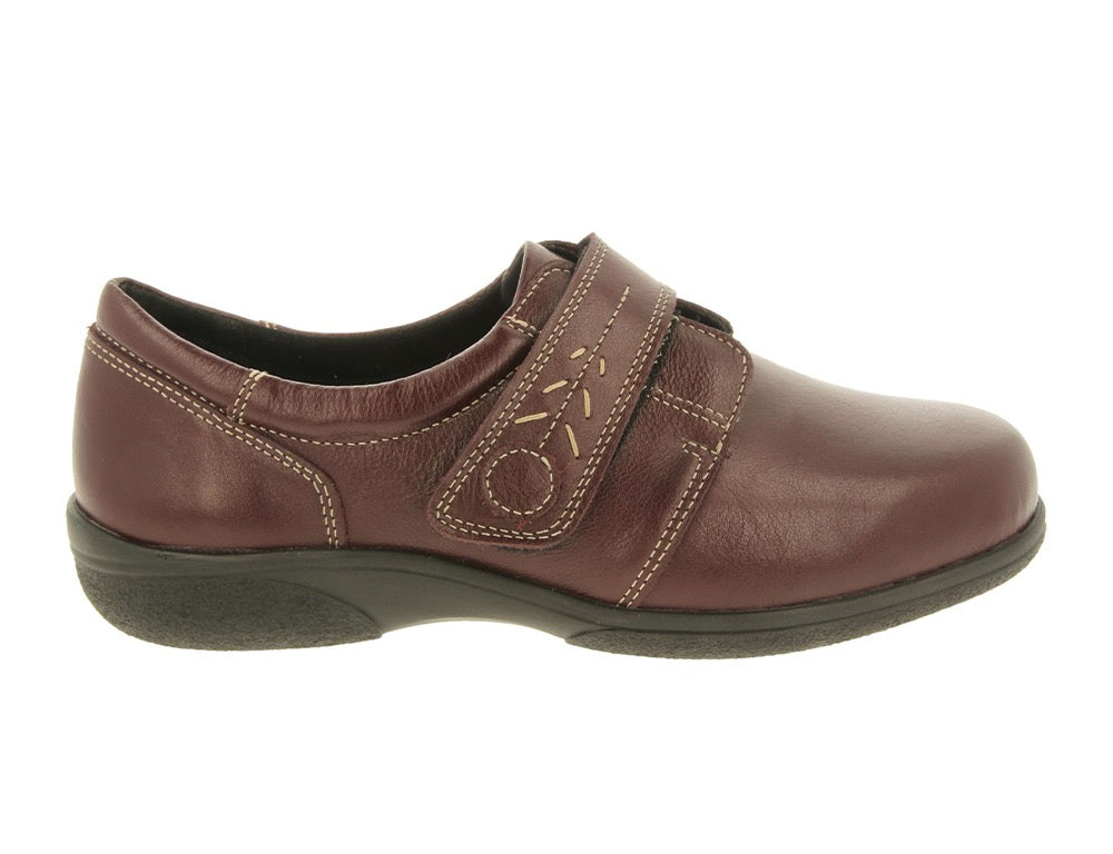 Easy B DB Wider Fit Shoes Red Leather Wide Fit Shoes at ShoeMed