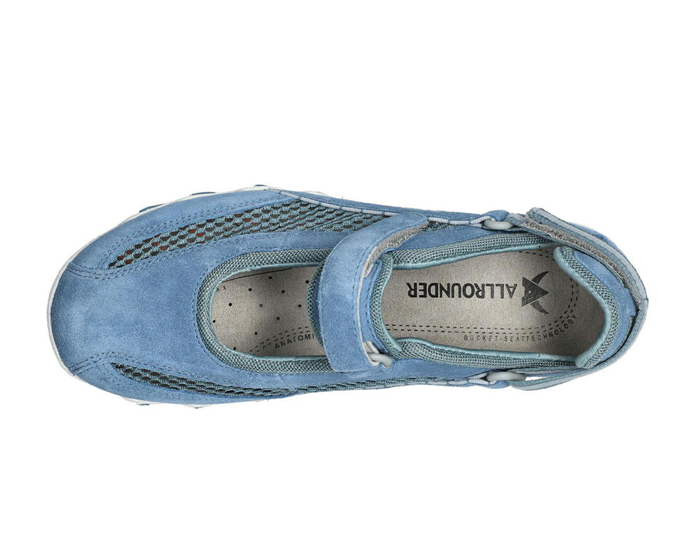 Allrounder by Mephisto Womens Breathable Niro Denim Sandals ShoeMed