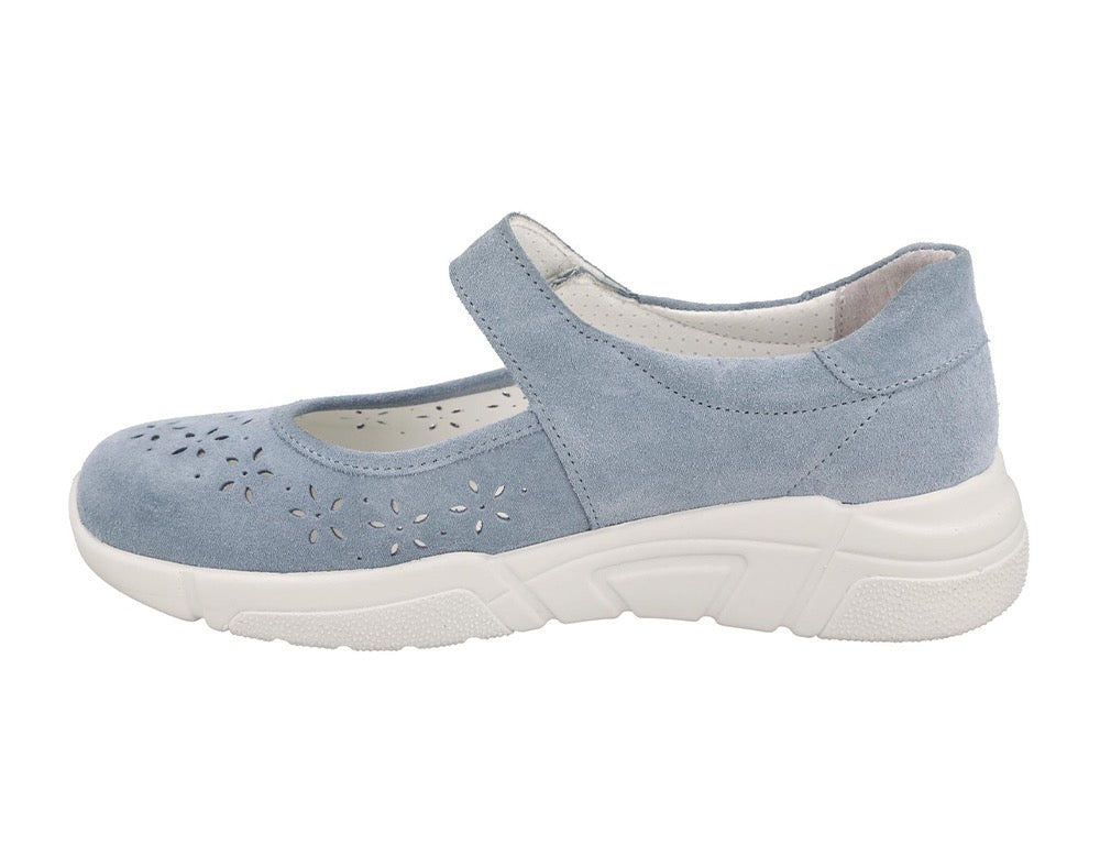 Womens Extra Wide Fit Flat Blue Lucy Shoe