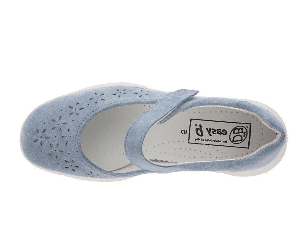 Womens Extra Wide Fit Flat Blue Lucy Shoe