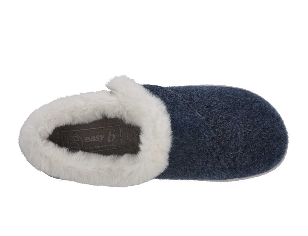 Womens Wide Fit Talala Navy Felt Slippers