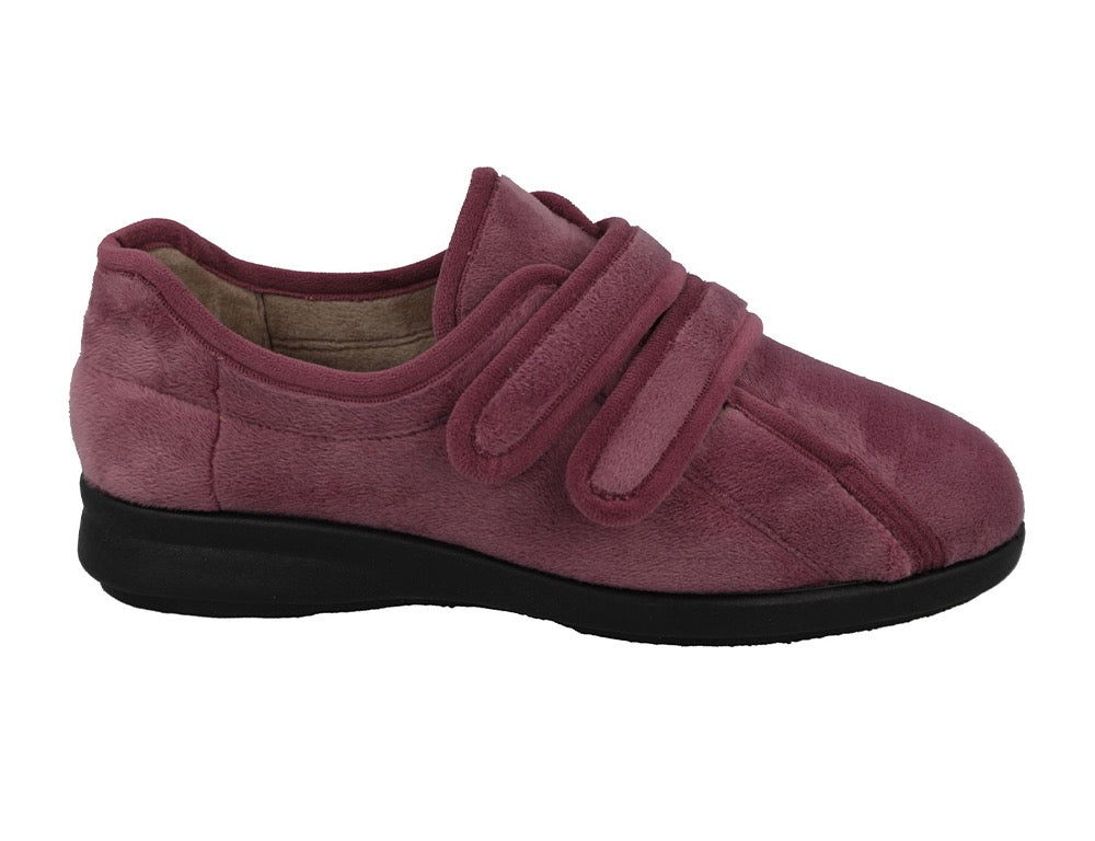 Womens Wide Fit Adjustable Fork Mauve Slippers