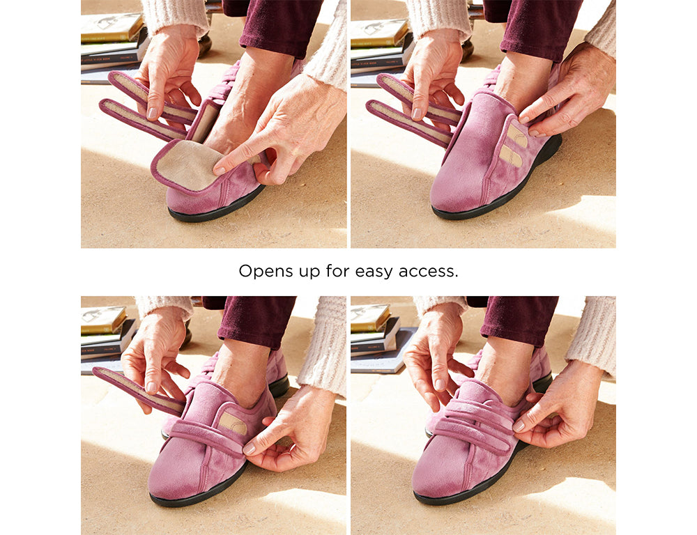 Womens Wide Fit Adjustable Fork Mauve Slippers